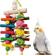Parrot Toys, Bird Toys,Colorful Corn Husks and Wicker Balls Bird Chew Toys for C