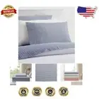 Classic 250tc 100% Cotton Gingham King Sheet Set - Cool Percale Weave, Navy
