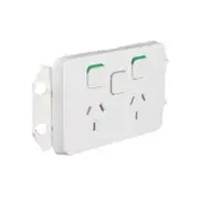 Clipsal Iconic 3025XUA-VW - Double Power Point 'UNLOADED' Extra Switch Vivid White