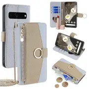 For Google Pixel 7 Pro 5G Crossbody Wallet Case PU Leather Makeup Mirror Phone Cover