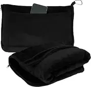 [Fxvhojq] 2 in 1 Travel Pillow and Blanket Set for Cars, Airplanes, Camping - Compact Flight Blanket (Black)