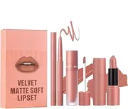 Matte Velvet Lipstick Set - Lip Liner and Lipstick Set | 3in1Liquid Lipstick and Lip Liner Set | Lip Gloss Lip Pencil Liner | 3X Long-Lasting Lipliners Pencil, Lip Color Lip Liner Set Velvet Lipstick