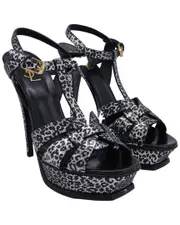 Saint Laurent Leather Tribute Leopard Print T-Strap Platform Heel (Authentic Pre-Loved)