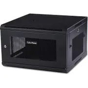 CyberPower CR6U61001 6U Wall Mountable Rack Cabinet for LAN Switch, Patch Panel- Black Powder Coat