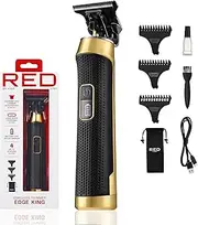 Red by Kiss Edge King Cordless Trimmer, Zero-Gapped DLC Blade for Precision Detailing, USB-C Quick Charge, Up to 4 Hours Runtime, Luxury Pouch, Blades Cover & Cleaning Supplies Included