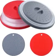 Vented Collapsible Microwave Splatter Cover,Food Cover,Colander Kitchen Gadge...