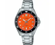 Casio Standard Analog Stainless Steel Orange Dial Quartz Mdv 10d 4a1v Men's Watch