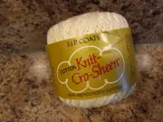 1 J.&P. Coats Knit-Cro-Sheen Thread 100% Mercerized Cotton 225 yds. 42 CREAM USA