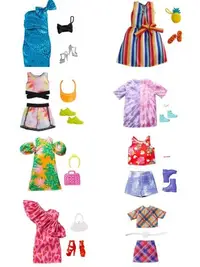 在飛比找Yahoo!奇摩拍賣優惠-正版 芭比 娃娃 服飾 衣服 裙子 服裝配件組 禮服 配件 