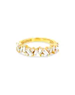 Suzanne Kalan 18K Yellow Gold Fireworks Baguette & Round-Cut Diamond Half Eternity Band