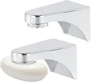 2 Pcs Wall Hanging Soap Saver, Bathroom Magnetic Soap Holder, Magnetic Soap Holder ABS Silver, Self-Adhesive Soap Dish with Magnet, for Shower Bathroom & Kitchen Sink