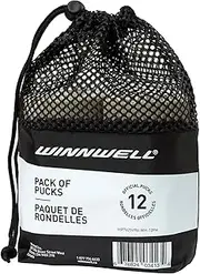 Winnwell Goalie Training Pucks - White 6oz Training Puck with Mesh Carrying Bag | Official Size & Weight| Great for Goaltenders & Training Drills