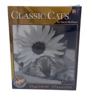 Cat Daisy 529 Pc Jigsaw Puzzle NEW Kitten Black White 18 X 18 in Prty Mail Ship
