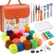 Needle Felting Kit, Wool Roving 20 Colors Set, Wool Felting Tool Starter Kit ...