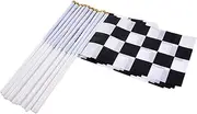 Racing Checkered Flag - Race Car Flags, Hand Held Flags | 10 pieces Racing Flags with Spear Top Design, 5x8 Inch Banner Flag for Car Party, Sport Events, Racing Celebrations and Track Days