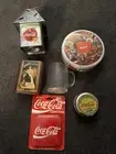 Lot of 6 Vintage Coca-Cola Collectible Merchandise Tins / Coasters Coffee Cup