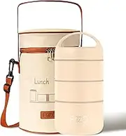 Stackable Stainless Steel Thermal Lunch Box with Lunch Bag and Cultery Set, 3 Tier Leakproof All-in-One Insulated Bento Boxes Food Container for Work
