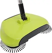 EXQUIMEUBLE Multi Function Floor Sweeper Broom with Dustpan and Trash Bin Rotating Manual Cleaning Mop for Efficient Household Use Green