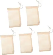 TOVINANNA 5pcs Natural Sisal Travel Toiletries Bag Hanging Mesh Soap Pouch for Foaming Exfoliating