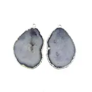 Gorgeous Blue Real Geode Druzy Silver Plated DIY Earring Jewelry Connector Pairs