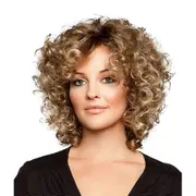 Women Natural Curly Hair Cosplay Wigs -NMAOV gold/brown