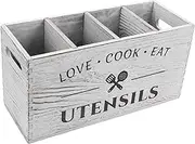 VALICLUD Storage Box Spoons Wood Chopsticks Holder Wood Utensil Holder Chopsticks Baskets Organizer Kitchen Utensil Organizer Tableware Storage Cage Cutlery Holder White Wooden