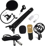 HONITANO Bm Condenser Microphone Kit with Shock Mount and Windshield for Recording and Broadcasting Black