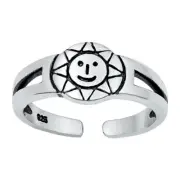 Sun face sterling silver toe ring
