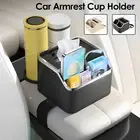 Car Armrest Storage Box Auto Armrest Tissue Holder with 2 Folding Cup teVGd