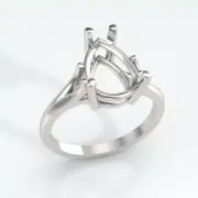 (12x8mm - 13x9mm) Pear Shape Sterling .925 Ring Setting (Ring Size 5,6,7,8 )