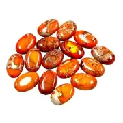 50 Piece Natural Jasper Oval Beads 12x8mm, Imperial Jasper Orange Gemstone Beads