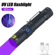 365nm UV Light Blacklight Flashlight USB Charging Ultraviolet Inspection Torch