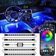 LivTee Accent Interior Car Lights, Smart Car Interior Lights with App Control, RGB LED Lights with Music Mode and DIY Mode, 2 Lines Design LED Lights for Cars with Charger, Car Accessories for Women