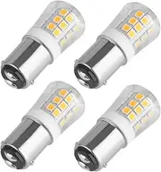BA15D Two Contact LED Bulb S8 Bayonet Base 1076 1142 1176 Non-Dimmable 3W Waterproof AC12V/DC 10-24V for RV Camper Trailer Motorhome Wheel and Marine Boat Pack of 4