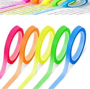 5Rolls Highlighter Tape Transparent Sticky, Transparent Sticky Book Tabs, Removable Highlighter Tape for Books, Fluorescent Neon Tapes for Students Teachers Marking Books Reading