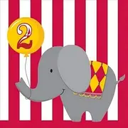 Creative Party Circus Time 2nd Birthday Napkins (Pack of 16) (UK Size: One Size) (White/Red/Grey)