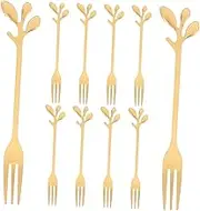 KOMBIUDA 10pcs Elegant Stainless Steel Mini Forks Design for Appetizers Desserts Salads Portable Fruit Stirring Utensils for Cocktail Parties Home Use