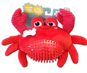 Fringe 6" Crabby Crab Dog Toy w/ Squeaker Crinkle & Teether Red