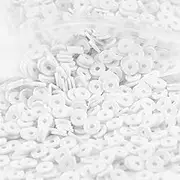 2000pcs White Clay Beads for Bracelets Making, Flat Round Polymer Clay Beads 6mm Spacer Heishi Beads for Jewelry Making Earring Bracelets Necklace