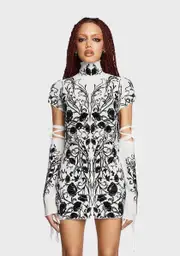[Widow] Charmed Vines Mini Dress - Ivory
