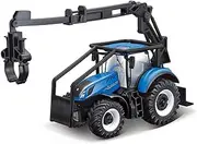 Bburago B18-31669 10CM New Holland T7.315 Tractor with Front Loader and 3 LOGS, Assorted Colours