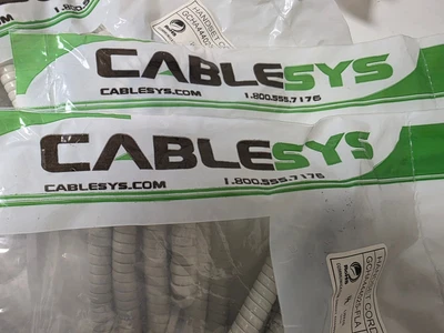 Handset Cord Light Ash 25ft CableSys Telephone Receiver Curly Wire Cable