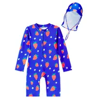[Jellymallow] Jellymallow Strawberry printed swimsuit set Y 8/9 blue