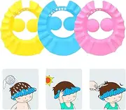 SunTrade 3Pcs Cute Baby Kids Adjustable Shampoo Bath Bathing Shower Cap Hat Wash Hair Shield