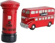 Totority 2pcs British Retro Bus Posting Box Models Resin Ornaments Children's Room Craft