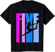 [X.Style] Kids 5th Birthday Gymnastics Girls Gymnast Dance Dancer Dancing ds737 Youth T-Shirt (S) Black