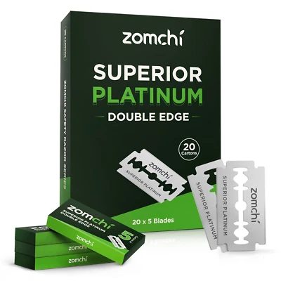 100 Premium Double Edge Razor Blades for Smooth Shaving - Fits All Razors