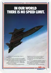 1987 U.S. AIR FORCE SR-71 BLACKBIRD Spy Jet DECORATIVE REPLICA METAL SIGN
