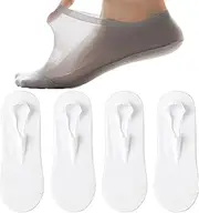 [Generic] Zeanaturals Ultra Thin Liner Non Slip No Show Socks, Soft Breathable Ice Silk Sock, Unisex Low Cut Liner Sock, 4pairs-h, One Size