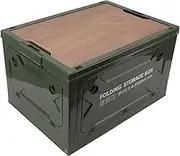 Folding Camping Storage Box, 50L 5 Way Open Door Plastic Collapsible Storage Bins 220lb Bearing Capacity Stackable Storage Box Organizer Container with Lid and Wheels for Camping (Green)